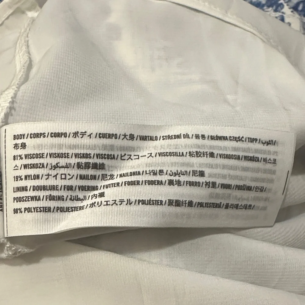 Abercrombie & Fitch White & Blue Mediterranean Stamp Patterned Cami Maxi Dress